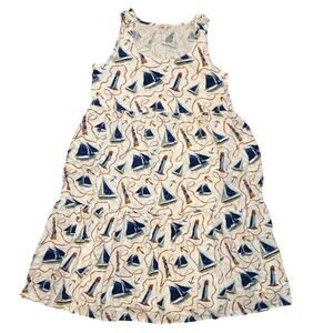 Kate & Sam Lighthouse and Sailboat Nautical Maxi Dress with Pockets Size Large